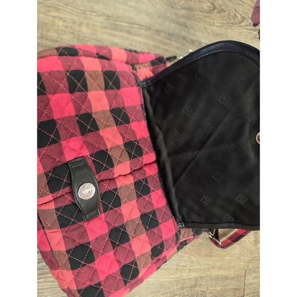 Vera Bradley Red Black Buffalo Plaid Front Flap Quilted Crossbody Shoulder Purse - Picture 3 of 6
